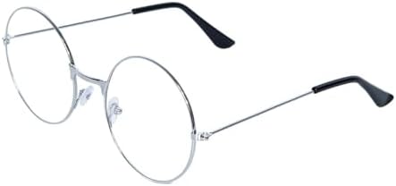 Alvogimor Retro Round Eyeglasses Clear Lens Metal Frame Glasses For Men Women Party Costume Accessories