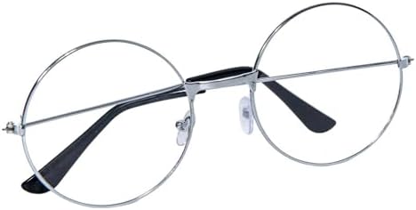 Alvogimor Retro Round Eyeglasses Clear Lens Metal Frame Glasses For Men Women Party Costume Accessories