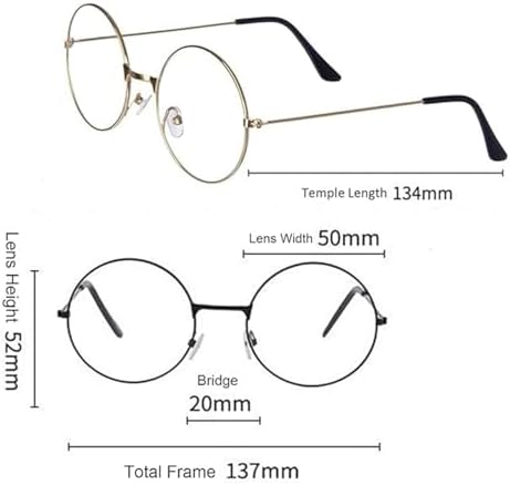 ALVOGIMOR Retro Round Eyeglasses Clear Lens Metal Frame Glasses For Men Women Party Costume Accessories