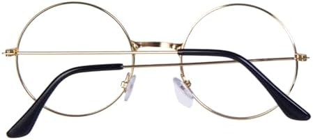 ALVOGIMOR Retro Round Eyeglasses Clear Lens Metal Frame Glasses For Men Women Party Costume Accessories