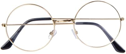 ALVOGIMOR Retro Round Eyeglasses Clear Lens Metal Frame Glasses For Men Women Party Costume Accessories