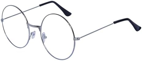 Alvogimor Retro Round Eyeglasses Clear Lens Metal Frame Glasses For Men Women Party Costume Accessories
