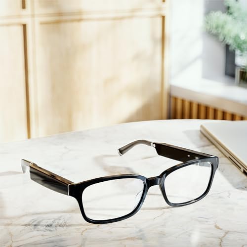 Amazon Echo Frames an Alexa device (newest model) Smart glasses with Alexa Rectangle frames in Classic Black with blue light filtering lenses Amazon Echo Frames an Alexa device (newest model) Smart glasses with Alexa Rectangle frames in Classic Black with blue light filtering lenses