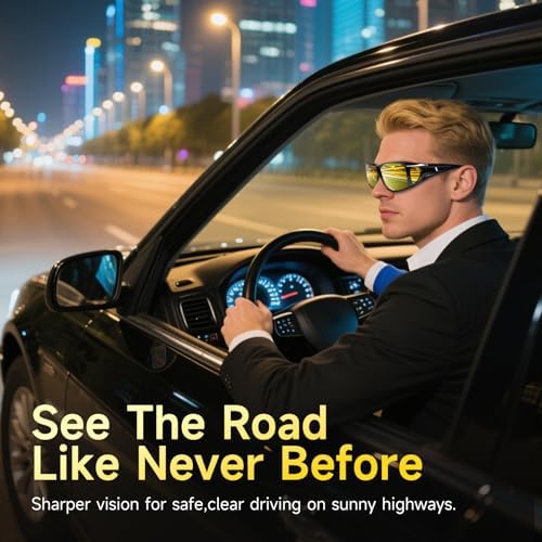 Anti Glare Night Driving Glasses Fit Over Eyeglasses For Men Women Polarized Nighttime Glasses HD Yellow Lens