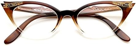 AStyles - Vintage 80s Inspired Fashion Clear Lens Cat Eye Glasses Rhinestones