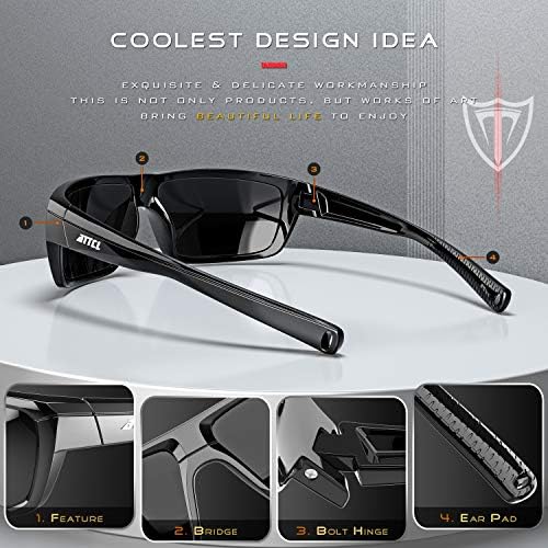 ATTCL Polarized Sunglasses Men For Fishing: UV Protection Lightweight TR90 Sports Wrap Sun Glasses Driving Golf Running