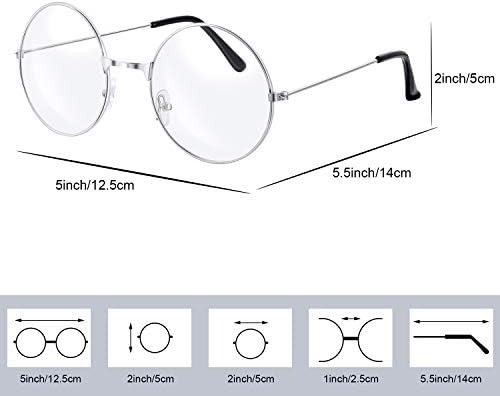 Bememo 2 Pairs Of Round Wizard Costume Glasses Witch Circle Wire Glasses For Halloween Cosplay Old Men Women Dressing Up