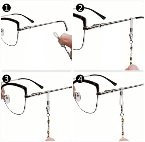 BILIONE 4Pcs Beaded Eyeglass Chains For Women & Girls Sunglass Holder Strap Around Neck Acrylic Glasses Hanger Keeper