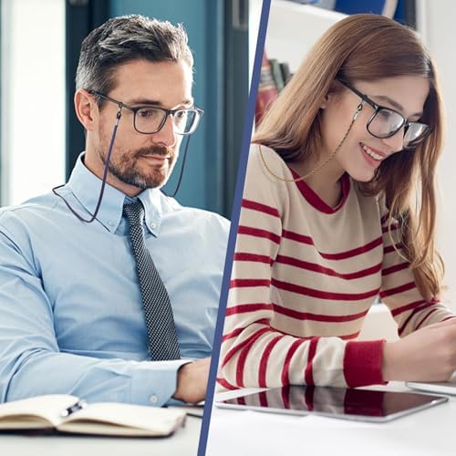 BILIONE 6 Pcs Eyeglasses Strap For Men & Women Leather Eye Glasses Holders Around Neck Dark Colors Glasses Chain