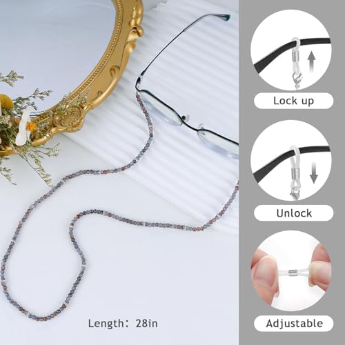 BILIONE Crystal Beaded Eyeglass Chains Eye Glasses Holders Around Neck For Women And Girls Sunglasses Chains Holder