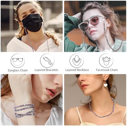 BILIONE Crystal Beaded Eyeglass Chains Eye Glasses Holders Around Neck For Women And Girls Sunglasses Chains Holder