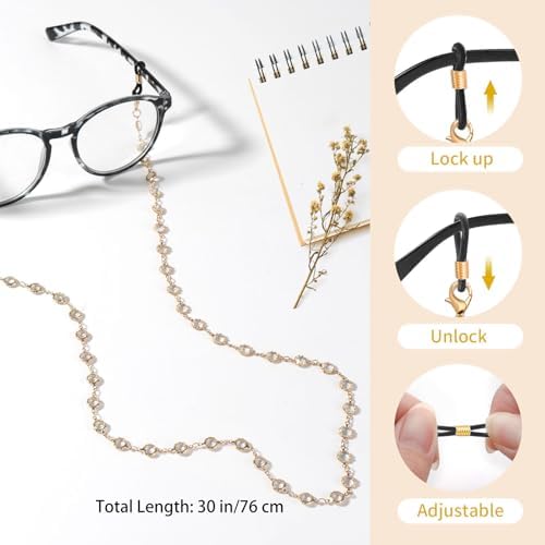 BILIONE Crystal Beaded Eyeglasses Chain For Women And Girls Eye Glasses Holders Around Neck Sunglasses Strap Holder