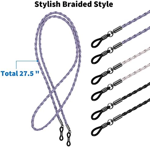 BILIONE Eyeglass Strap 6Pcs Premium Glasses Holder Chains Multicolor Eyewear Retainer For Women Men And Kids