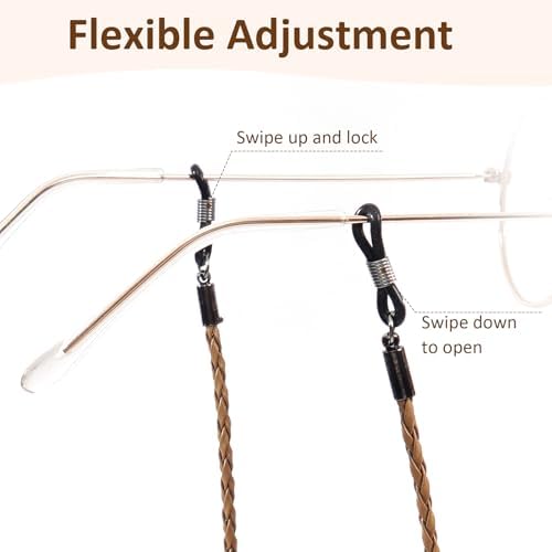 Braided Eyeglass Strap Chain Retainer Elegant Sunglass Strap Chain PU Leather For Men Women