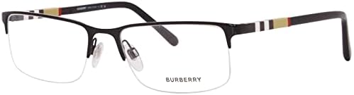 BURBERRY BE 1282 1001 Black Palladium Metal Semi-Rimless Eyeglasses 55mm…