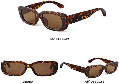 BUTABY Rectangle Sunglasses For Women Retro Driving Glasses 90’s Vintage Fashion Narrow Square Frame UV400 Protection