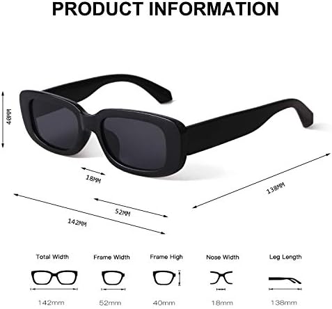 BUTABY Rectangle Sunglasses For Women Retro Driving Glasses 90’s Vintage Fashion Narrow Square Frame UV400 Protection