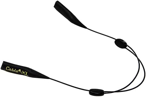 Cablz Zipz XL Adjustable Eyewear Retainer Adjustable Lightweight Low Profile Off-The-Neck Eyewear Retainer Strap Black
