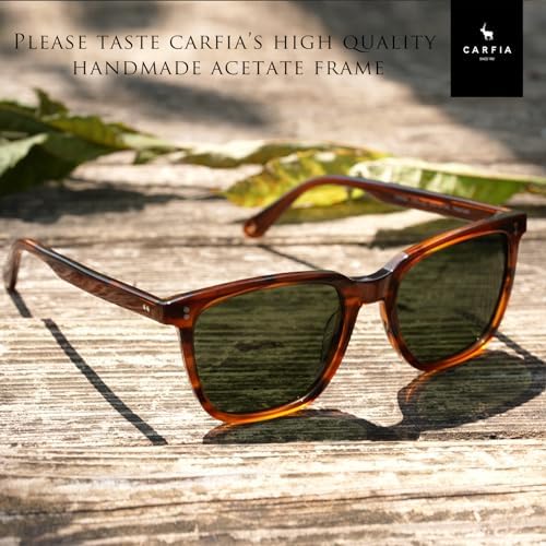 CARFIA Acetate Polarized Sunglasses For Men UV400 Protection Classic Retro Square Shades Driving Glasses