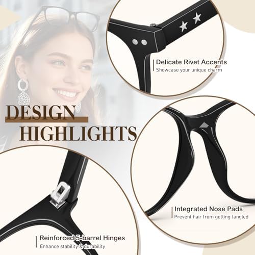 CGID Fake Glasses Clear Lens Non-Prescription Retro Oversized Frame UV400 Protection Men Women CN81