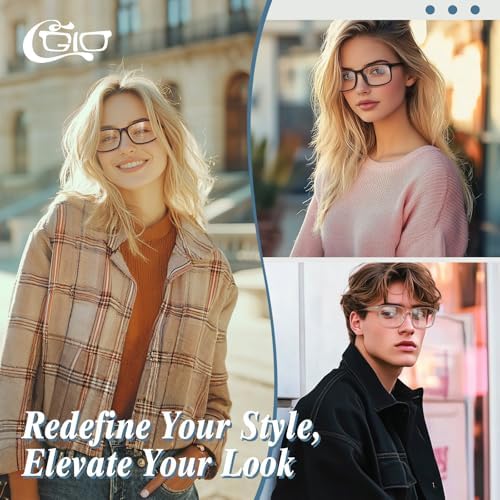 CGID Fake Glasses Clear Lens Non-Prescription Retro Rectangular Frame UV400 Protection Men Women CN12