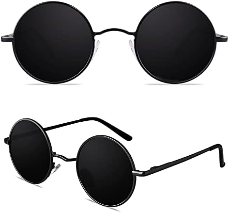 CGID Retro Round Polarized Sunglasses Mens Womens Circle Metal Hippie Shades UV400 Protection E01
