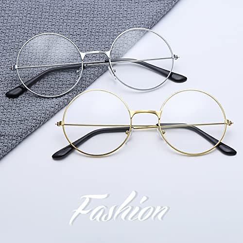 Classic Round Glasses Retro Circle Eyeglasses Clear Lens Metal Frame Accessories Non-Prescription For Men Women