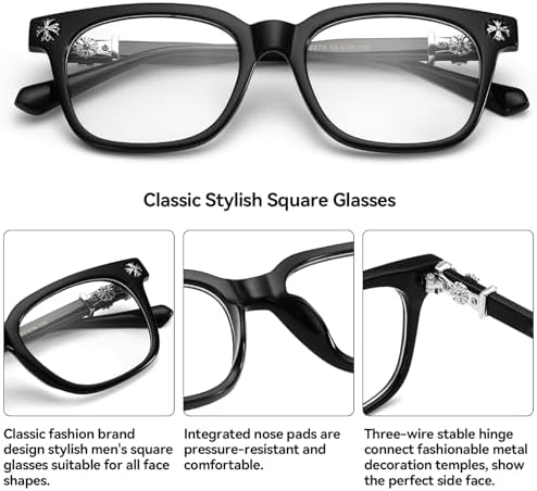 Classic Thick Glasses For Men Women Square Frame Clear Lens Glasses Non Prescription Eyeglasses