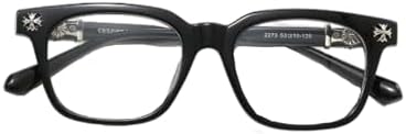 Classic Unisex Square Frame Glasses - Thick Black Acetate Non Prescription Eyeglasses with Clear Lenses