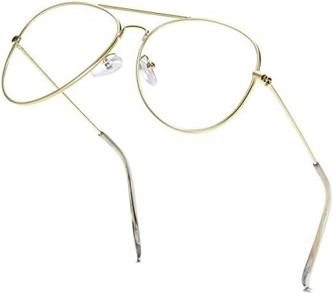 Clear Aviator Glasses Lens Premium Classic Metal Frame Eyeglasses