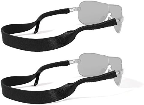 Croakies Original Standard Fit Neoprene Elastic Eyeglass and Sunglass Retainer / Strap Black (2 Pack)