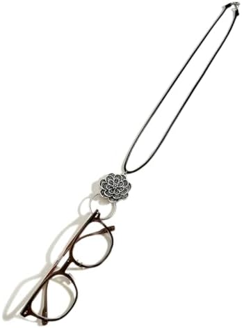 DECKER Glasses Necklace Sunglasses Holder Hanging Ring Leather Cord Eyeglasses Strap Flower Loop Ring