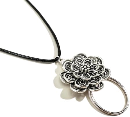 DECKER Glasses Necklace Sunglasses Holder Hanging Ring Leather Cord Eyeglasses Strap Flower Loop Ring