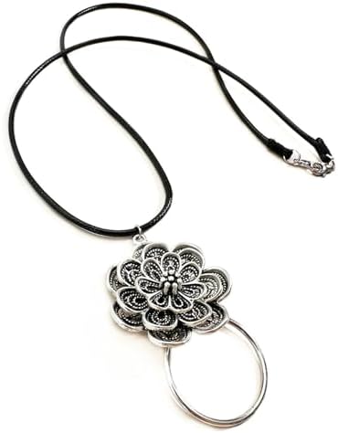 DECKER Glasses Necklace Sunglasses Holder Hanging Ring Leather Cord Eyeglasses Strap Flower Loop Ring