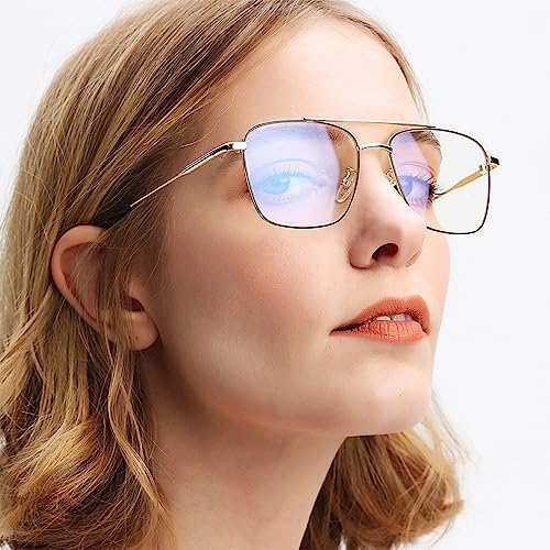 Dollger Fake Glasses Clear Lens Non-prescription Metal Frame Classic Square Fashion Aviator Eyeglasses Men Women