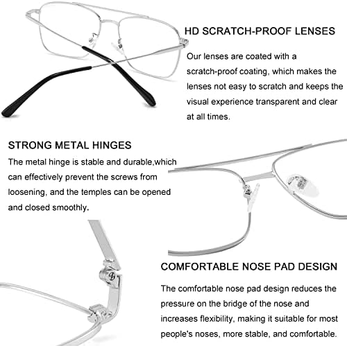 Dollger Fake Glasses Clear Lens Non-prescription Metal Frame Classic Square Fashion Aviator Eyeglasses Men Women