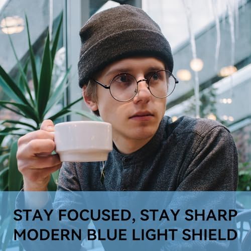 Dollger Retro Round Glasses Blue Light Glasses Clear Lens Non-Prescription For Men Women Metal Frame