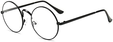 Dollger Retro Round Glasses Blue Light Glasses Clear Lens Non-Prescription for Men Women Metal Frame