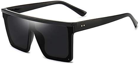 Dollger Square Oversized Sunglasses for Women Men Fashion Flat Top Big Black Frame Shades