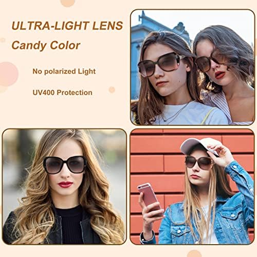 DragonflyDreams 4 Pcs Women Large Sunglasses UV 400 Glasses Oversized Classic Trend Ladies Sunglasses Sparkling Large Frame