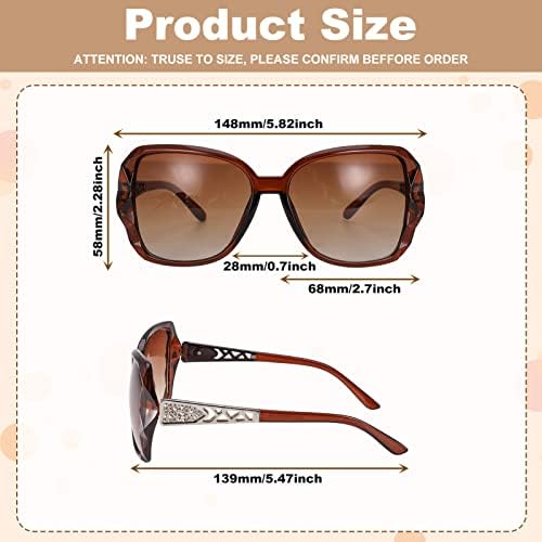 DragonflyDreams 4 Pcs Women Large Sunglasses UV 400 Glasses Oversized Classic Trend Ladies Sunglasses Sparkling Large Frame