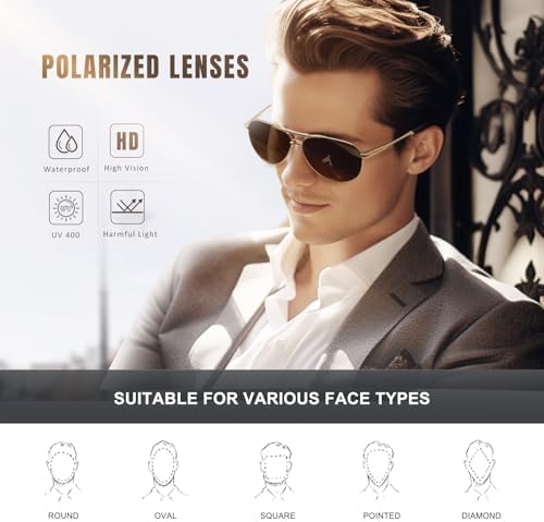 Eiuizah Polarized Aviator Sunglasses For Men Women- Classic Sun Glasses For Driving Fishing With UV Protection