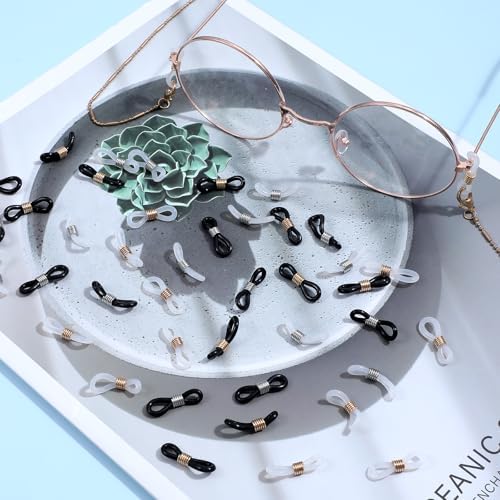Eyeglass Chain Ends 40 Pcs Adjustable Silicone Eyeglasses Chain Connector Anti Slip Glasses Chains Rubber Loops Eyeglass Strap Retainer For Eye Glasses Sunglasses Holder Necklace Chains