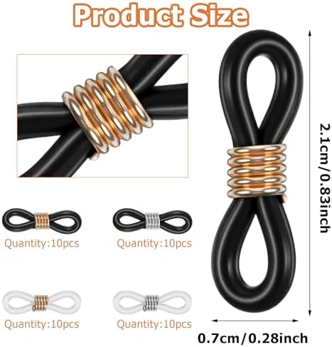 Eyeglass Chain Ends 40 Pcs Adjustable Silicone Eyeglasses Chain Connector Anti Slip Glasses Chains Rubber Loops Eyeglass Strap Retainer For Eye Glasses Sunglasses Holder Necklace Chains