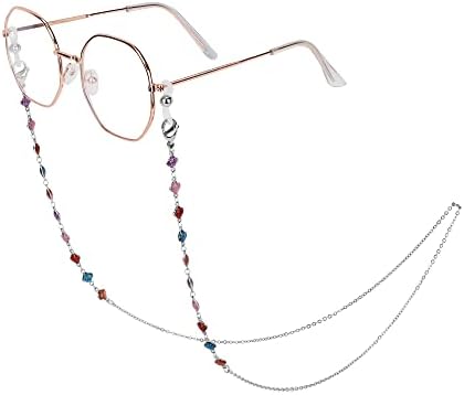 Eyeglass Chain Silver Stainless Steel Handmade Necklace for Reading Glasses Sunglass Beaded Chains for Men Women