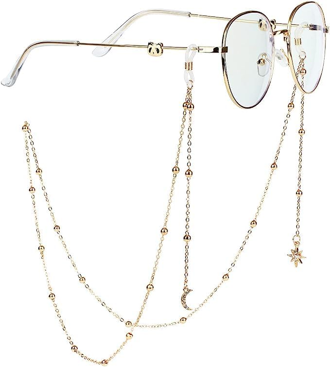 Eyeglass Chains with Solid Star Moon for Men Stylish Eyeglasses Chain Necklace Mask Lanyard Chain Sunglasses Chain Face Mask Holder Chain for Women Girls Men