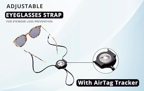 Eyeglass Lanyard–Sunglasses Strap With Holder Compatible With AirTag Tracker–Adjustable Eyeglass Strap For Eyewear For AirTag