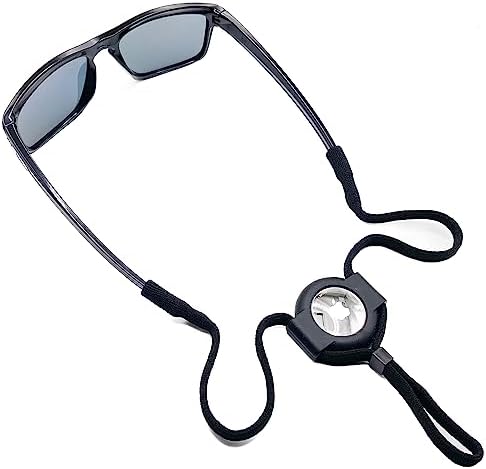 Eyeglass Lanyard – Sunglasses Strap with Holder Compatible with AirTag Tracker – Adjustable Eyeglass Strap for Eyewear Loss Prevention – Sunglasses Lanyards (Black Sport Strap)