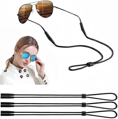 Eyeglasses Holder Strap - 3 Pcs Adjustable Eyewear String Lanyard Retainer - Sunglasses Strap for Men Women and Kids