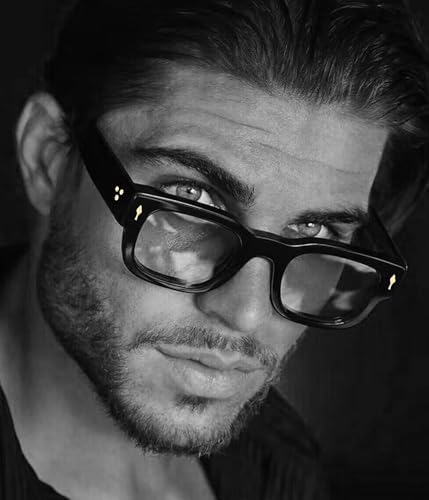 EYLRIM Square Thick Frame Glasses For Women Men Chunky Rectangle Blue Light Glasses Non Prescription Eyeglasses